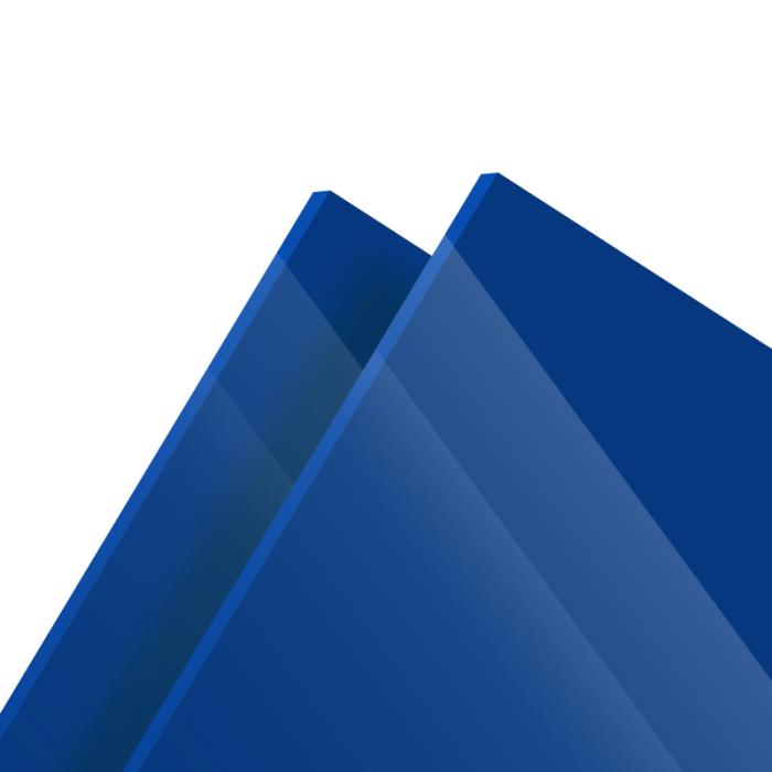 Plaque plexiglass diffusant bleu brillant sur mesure coulé 3mm